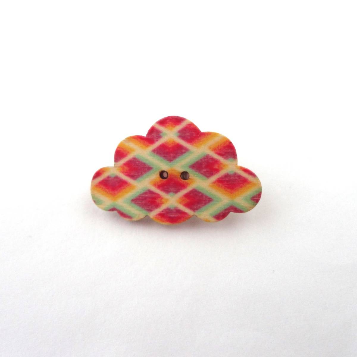 雲のブローチピン*チェック*ウッド*ハンドメイド*b666∴再販∴拍卖