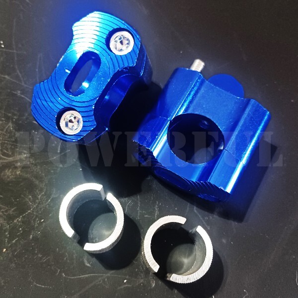 TW200E TW225 TZ250F TT250R TT-R250 トリッカー レイド ランツァ 汎用 アルミ ハンドル 変換 クランプ アップハンドル 青 22.2mm 28mm拍卖