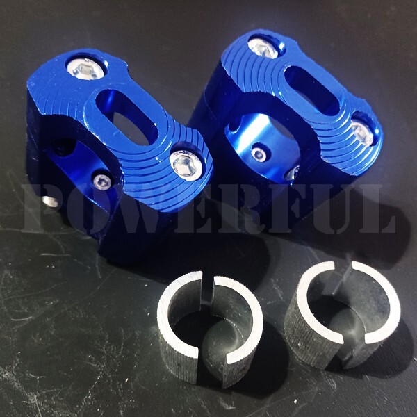 ZRX400 ZRX1100 ZRX1200 バリオス Z250 Z300 W400 ヴェルシス250 汎用 アルミ ハンドル 変換 クランプ アップハンドル 青 22.2mm 28mm拍卖