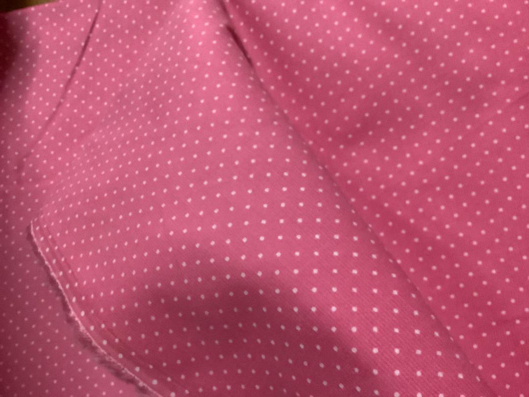 5m シャツコール 108×500cm 綿100% ピンク 水玉 ドット / ストロベリーピンク 生地 はぎれ 拍卖