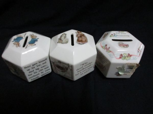 ウェッジウッド ピーターラビット For your Christening 他3点セット 貯金箱 Wedgwood peter rabbit 英国製拍卖