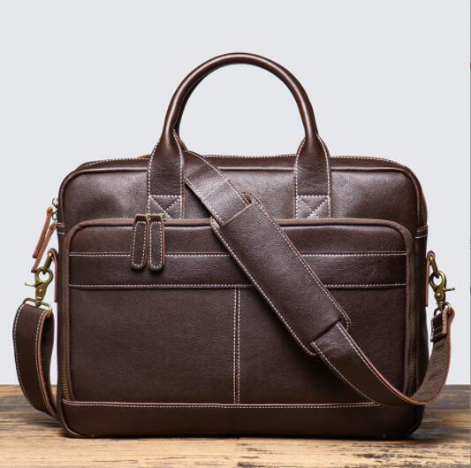 本革 メンズバッグ ビジネスバッグ ブリーフケース A4 14インチPC対応 ショルダーバッグ レザー 通勤手提げバッグ 大容量書類かばん 珈琲色拍卖