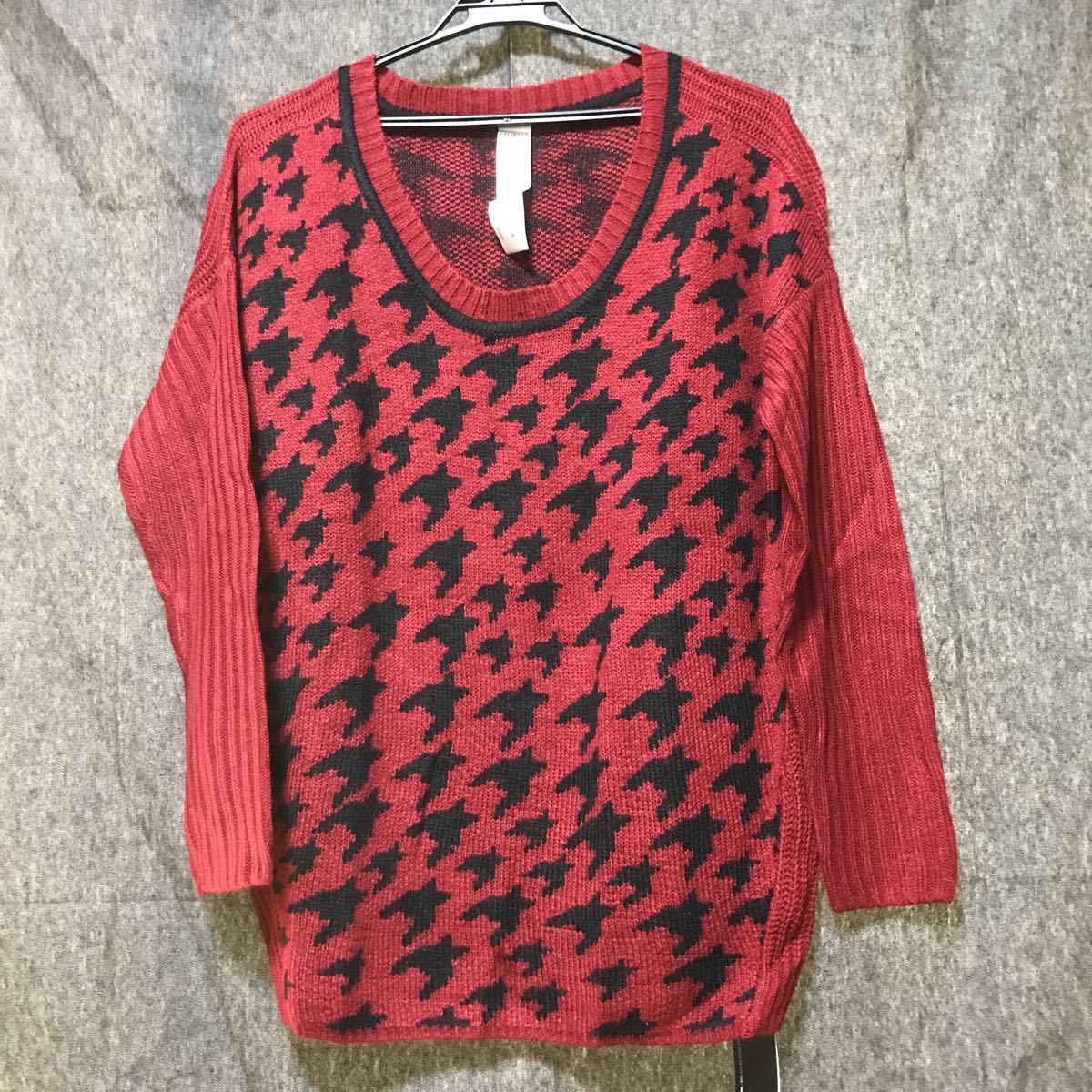 新品人気完売品 MURUA ムルーア 千鳥柄 ボルドー セーター 定価5775円 だ拍卖