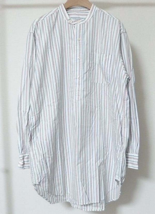 20SS Engineered Garments エンジニアードガーメンツ Banded Collar Long Shirt Multi Color Tailor Stripeバンドカラー ロング シャツ S拍卖