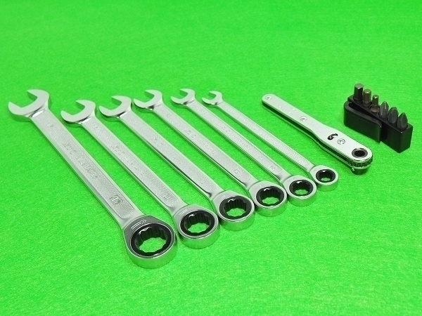 ◆KTC MSR1A ラチェットコンビレンチ+携帯工具TMDB8 セット★ラチェットコンビネーションレンチ 板ラチェット差替えドライバセット拍卖