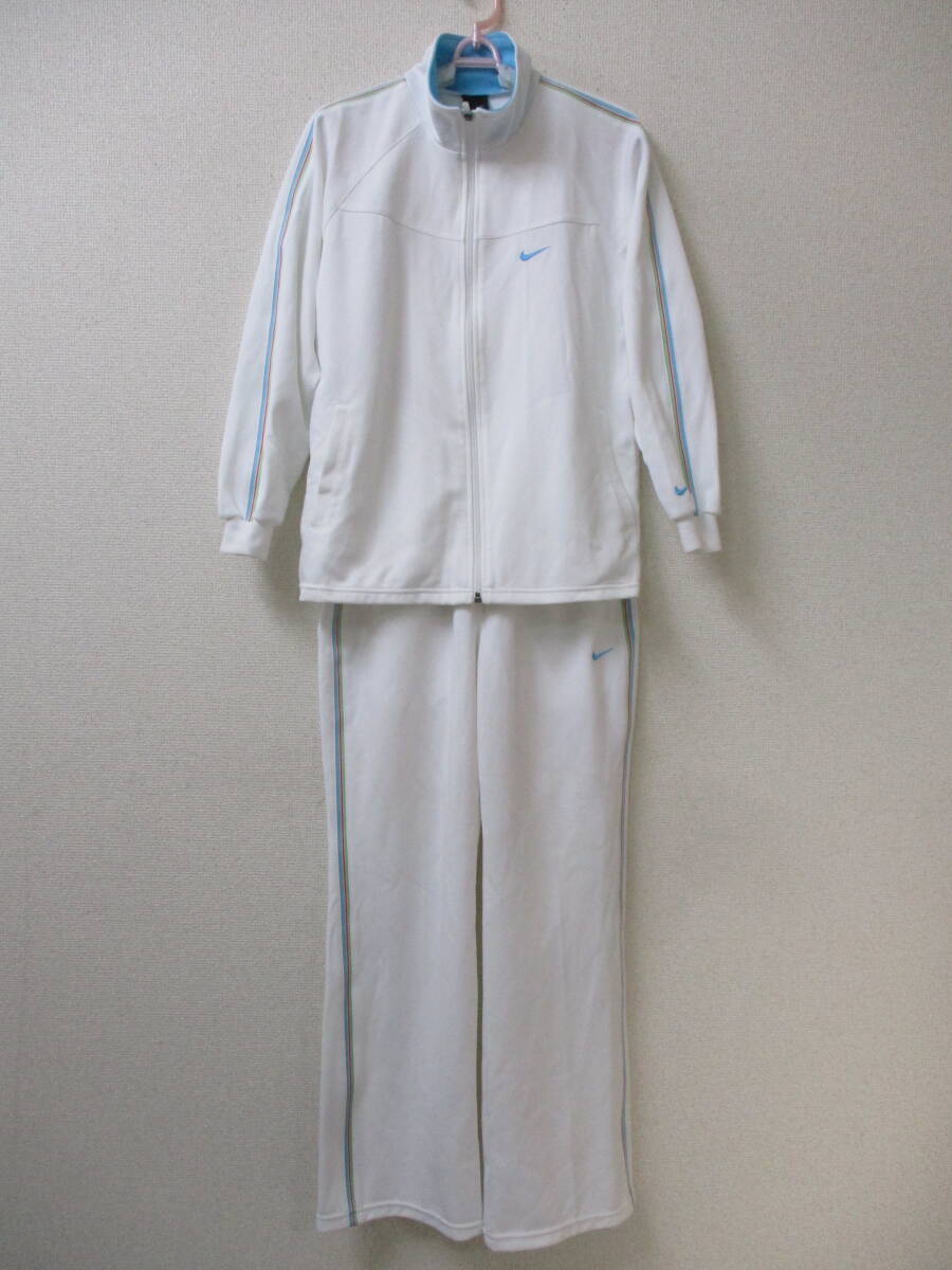 NIKE WOMEN’S ナイキ トレーニングウェア ジャケット・パンツ ホワイト・ストライプ S DRIーFIT MADE IN JAPAN 拍卖