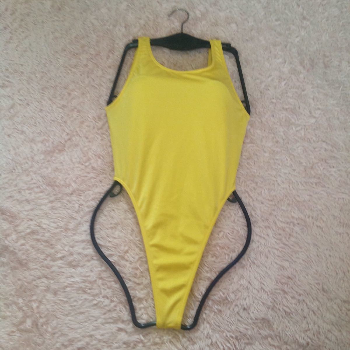 超お値打ち出品 切れ込み鋭い Lady's 超ハイレグTバックレオタード イエロー Mサイズ used超美品拍卖