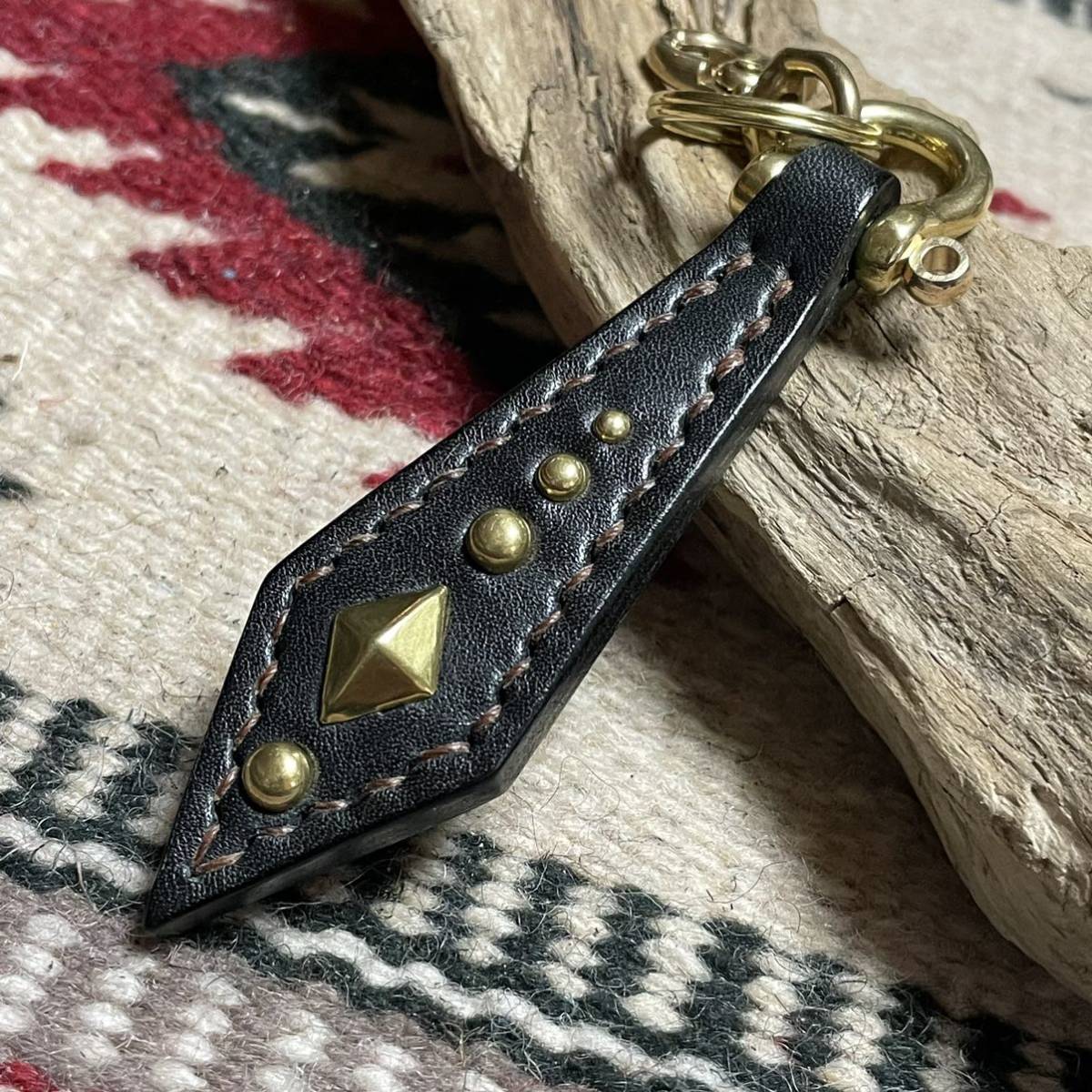 キーホルダー ダイヤ 極厚レザー 黒 ブラック ビンテージジャック Vintage Jack Keyholder拍卖