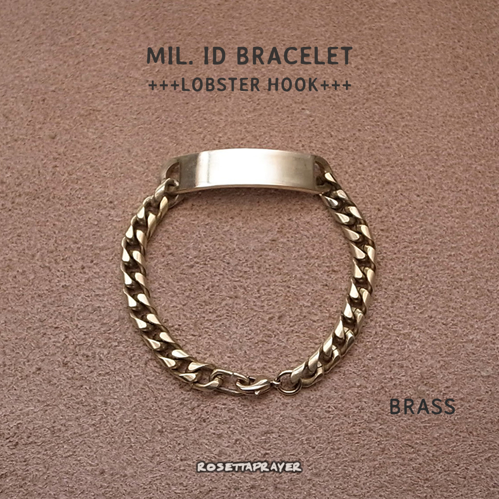 人気!!MIL. ID BRACELET- BRASS ++LOBSTER HOOK++ ミリタリーID ブレスレット- ブラス拍卖