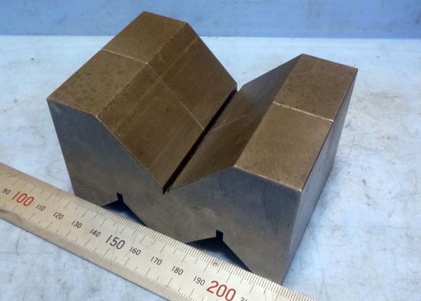 FB877 V W溝ブロック ヤゲン台 100.8×35.2×H59 2点セット 中古拍卖