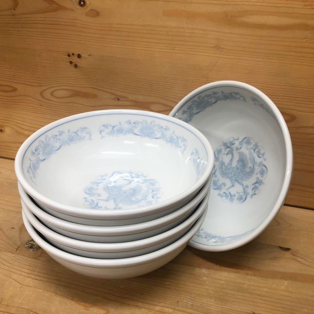 ◆美濃焼/カネスズ/染付鳳凰/麺鉢/5個組◆ラーメン鉢/ラーメン丼ぶり/業務用食器◆新品/未使用/当店在庫品/値下げ/商品説明をご覧下さい◆拍卖