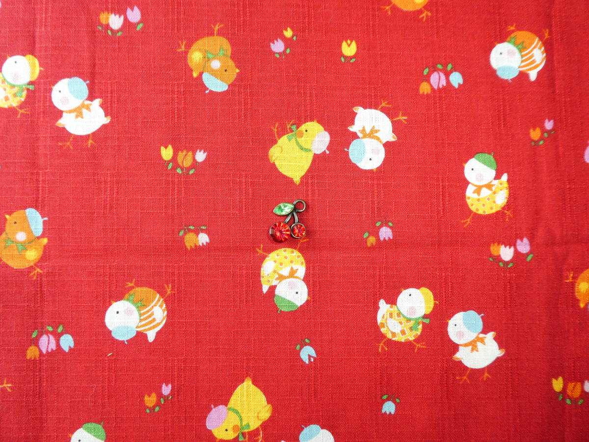 即決★レア はなちゃんひよこ柄生地レッド★レトロ昭和和柄ルシアン文化人形朱拍卖