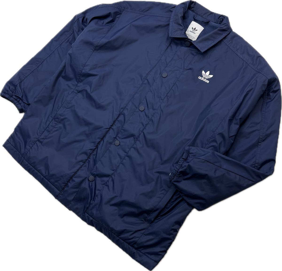 adidas ☆ アディダス 裏フリース ナイロンジャケット ネイビー M メンズ 秋冬 スポーツ ストリート 人気 万能 タウンユース 古着■AC360拍卖