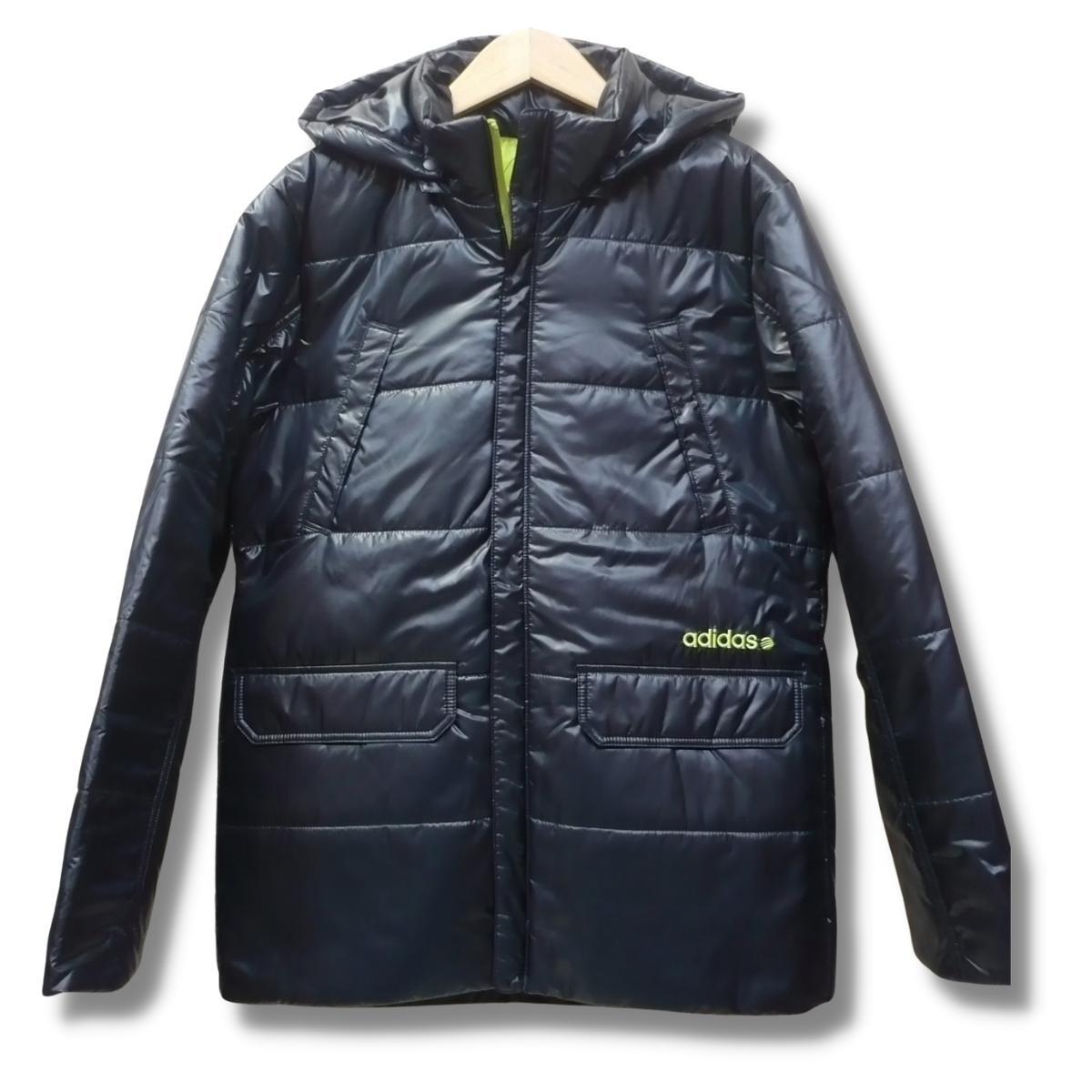 即決☆アディダス 防寒 中綿 ハーフコート DN/Lサイズ 送料無料 防寒 軽量 L ジャケット 保温 ネイビー 紺 adidas拍卖