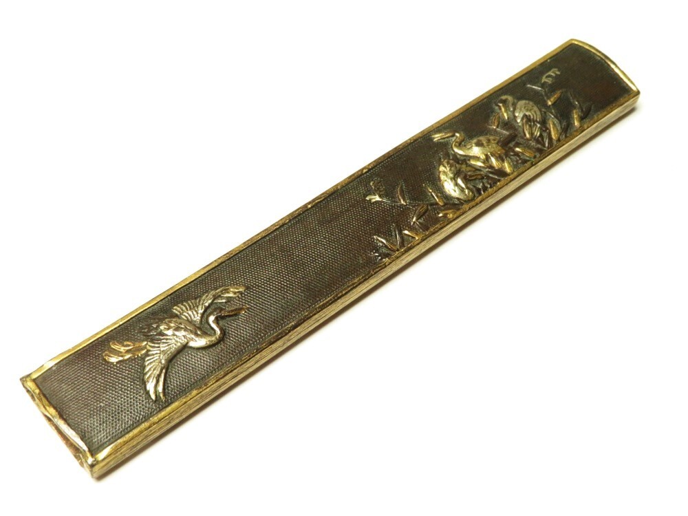 【8545】刀装具 江戸~明治 赤銅地 鶴 彫金 小柄(初品・買取品)拍卖