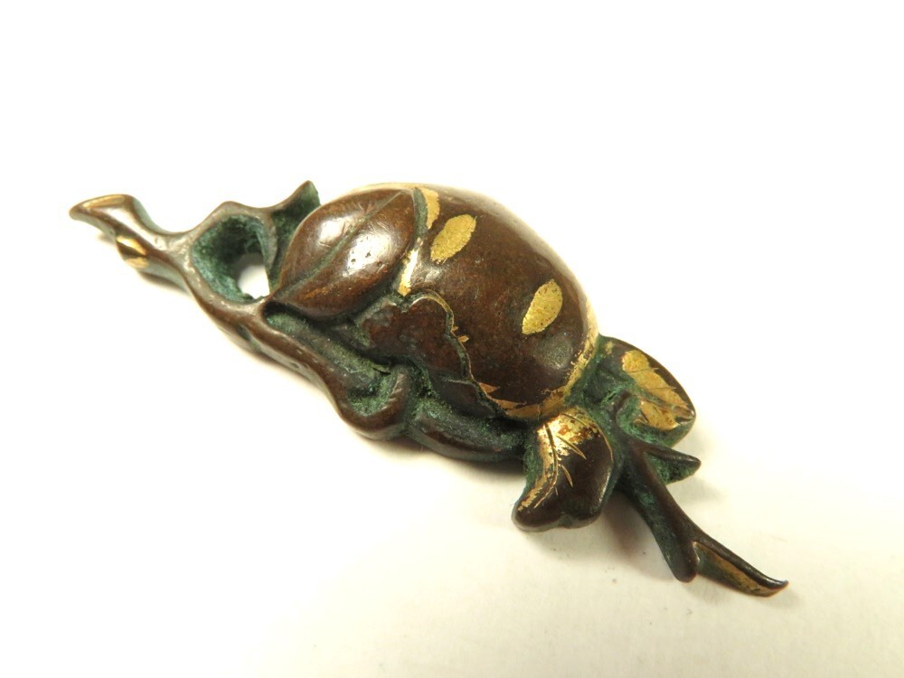 【8665】江戸~明治 堤物・刀装具 赤銅 柿 彫金 金具(初品・買取品)拍卖