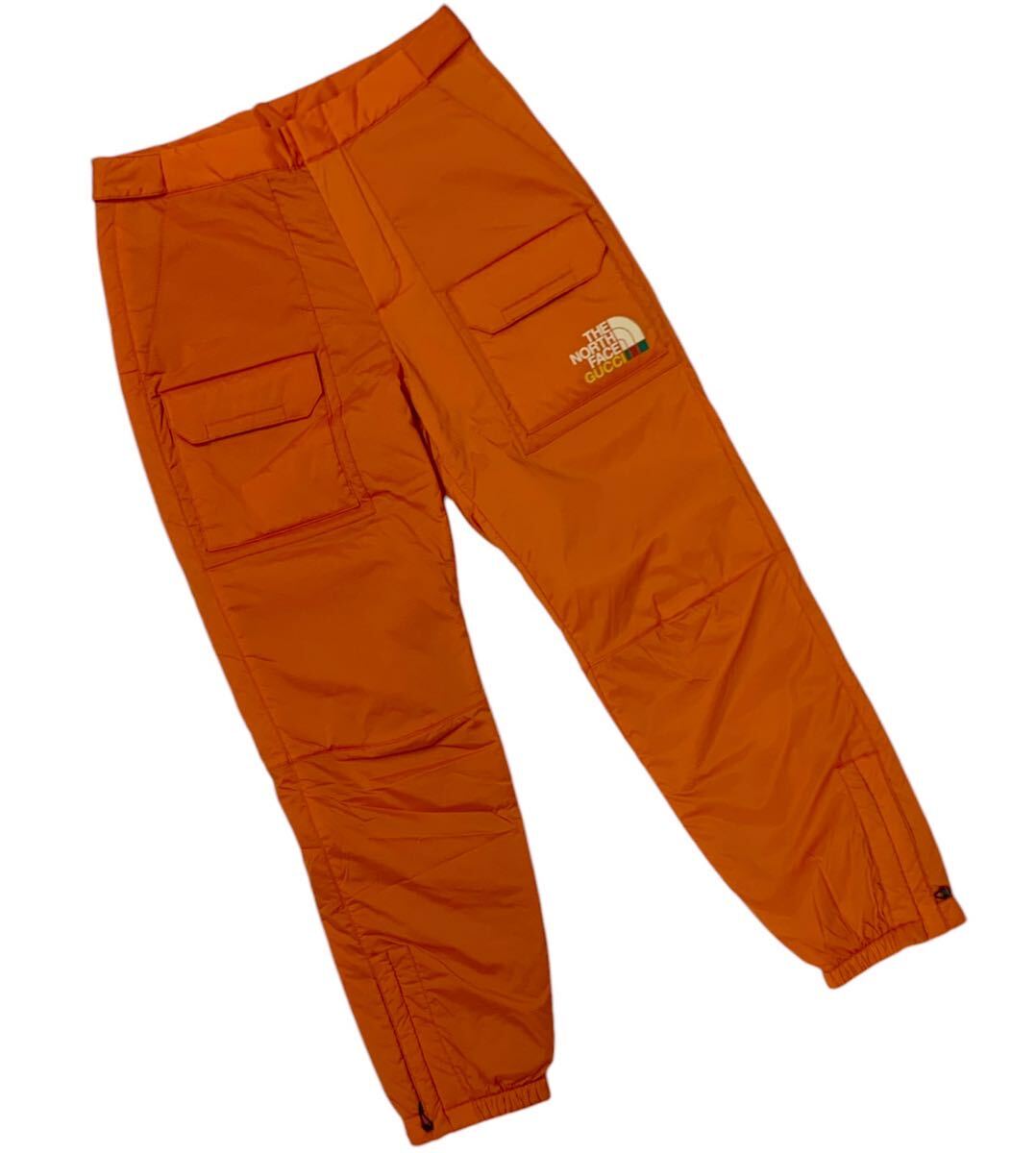 グッチ ザノースフェイス M パデッド ウーブン カーゴパンツ オレンジ 中綿 GUCCI × THE NORTH FACE コラボ 正規品拍卖