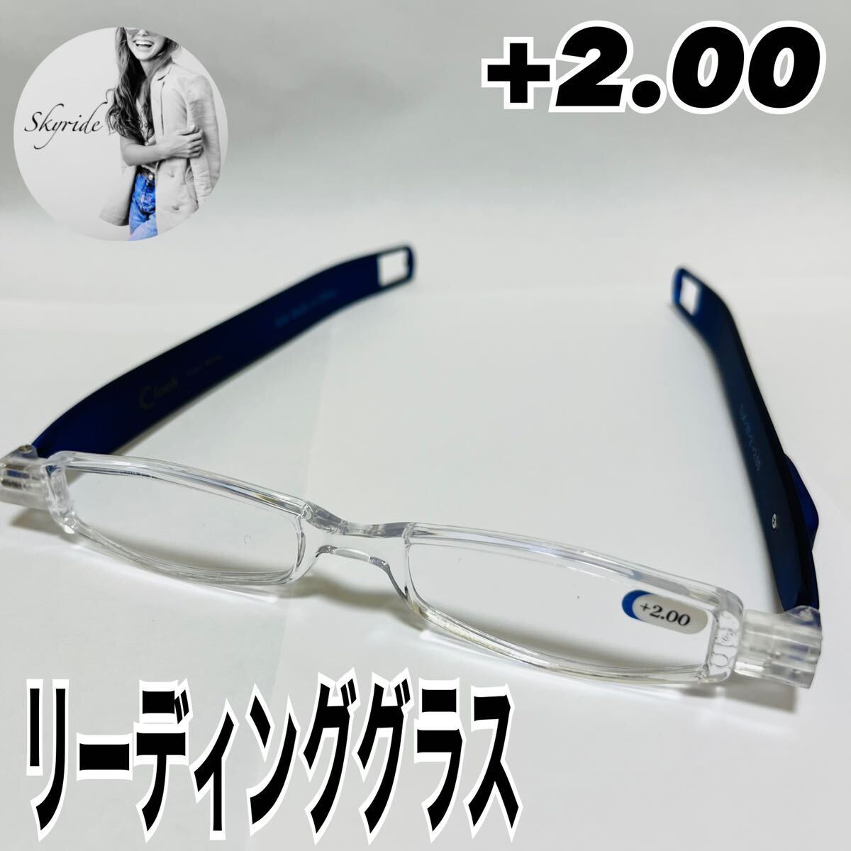 エニックス Clook クルック ペン型 コンパクト 軽量 リーディンググラス シニアグラス おしゃれ老眼鏡 +2.00 ネイビー #TT0150拍卖