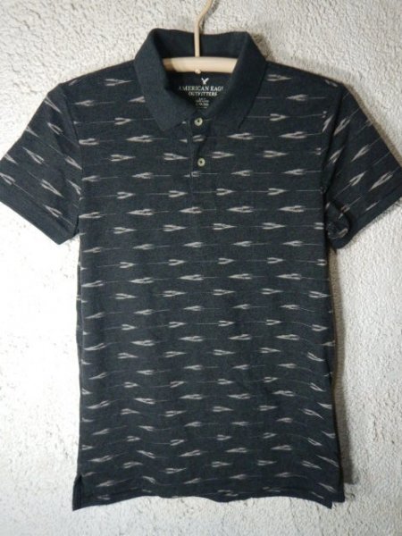 n9462 AMERICAN EAGLE アメリカン イーグル アウトフィッターズ 半袖 総柄 デザイン ポロシャツ 人気 送料格安拍卖