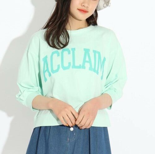 新品 PINK-latte ネオンカレッジロゴトップス ライトグリーン(021) 15(150cm)  定価2189円拍卖