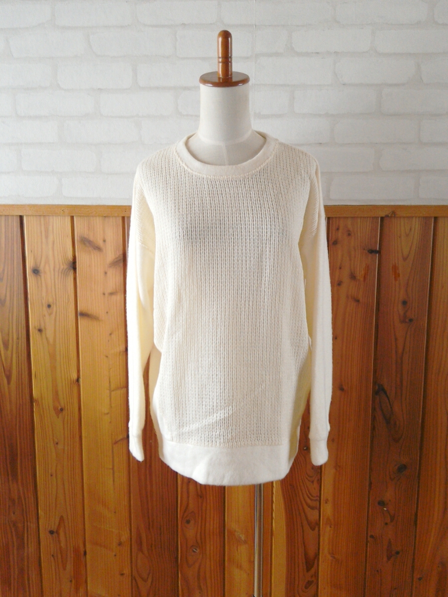 新品 pink adobe レディース オーバーサイズ ニット セーター ワンピース チュニック Lサイズ プルオーバー ピンクアドベ アイボリー 長袖拍卖