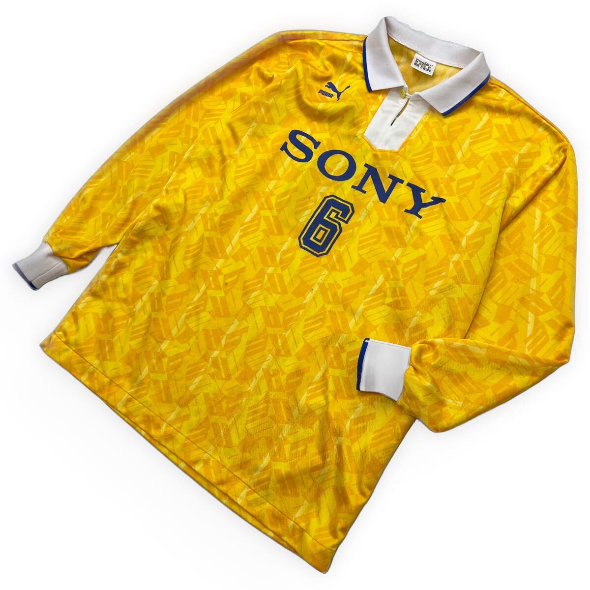 ビンテージ ☆ PUMA ☆ プーマ ソニー 代表 サッカー ユニフォーム ゲームシャツ 長袖 シャツ イエロー O 春夏 スポーツ フットサル■M236拍卖