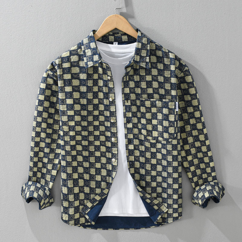 シャツジャケット 春秋新品 長袖シャツ メンズ ワークシャツ チェックシャツ ウエスタンシャツ トップス【YH2432】色A【M-3XL選択】拍卖