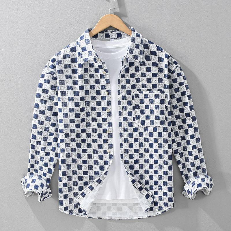 シャツジャケット 春秋新品 長袖シャツ メンズ ワークシャツ チェックシャツ ウエスタンシャツ トップス【YH2432】色B【M-3XL選択】拍卖