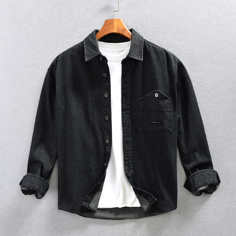 ウエスタンシャツ カーゴジャケット シャツジャケット アウトドア 長袖 春秋服 メンズ*新品 トップス【Z793】黒【M-4XL選択】拍卖