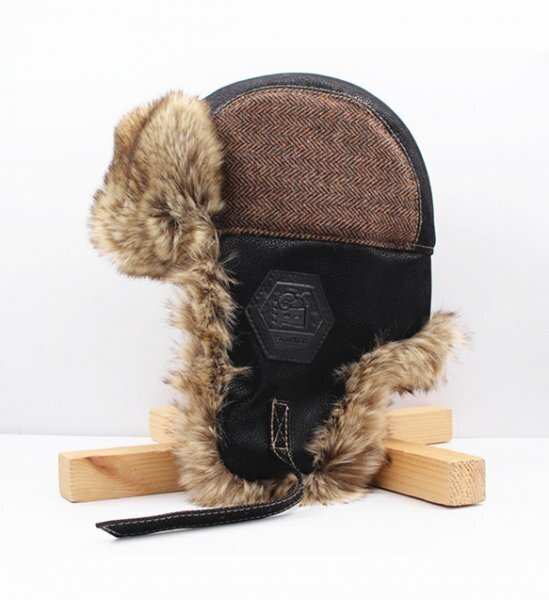 パイロットキャップ PU風 ロシア帽子 防風 防寒 耳あて付 冬 ロシア帽 BK 56~60cm RC44-1拍卖