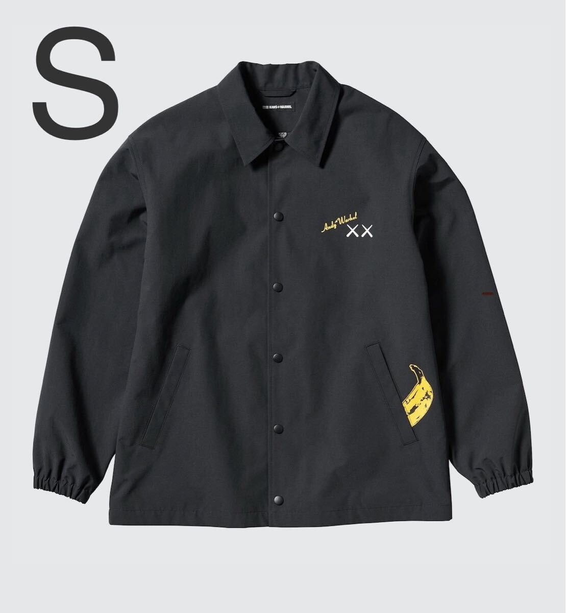 ユニクロ × カウズ コーチジャケット ブラック サイズS UNIQLO kaws ウォーホル Coach Jacket Black S size ベアブリック UT Be@rbrick拍卖