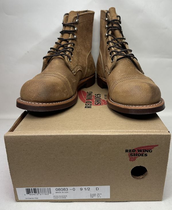 RED WING SHOES レッドウィング 8083 US9.5 約27.5cm アイアンレンジャー ラウンドトゥ ブーツ キャップドトゥ スウェード拍卖