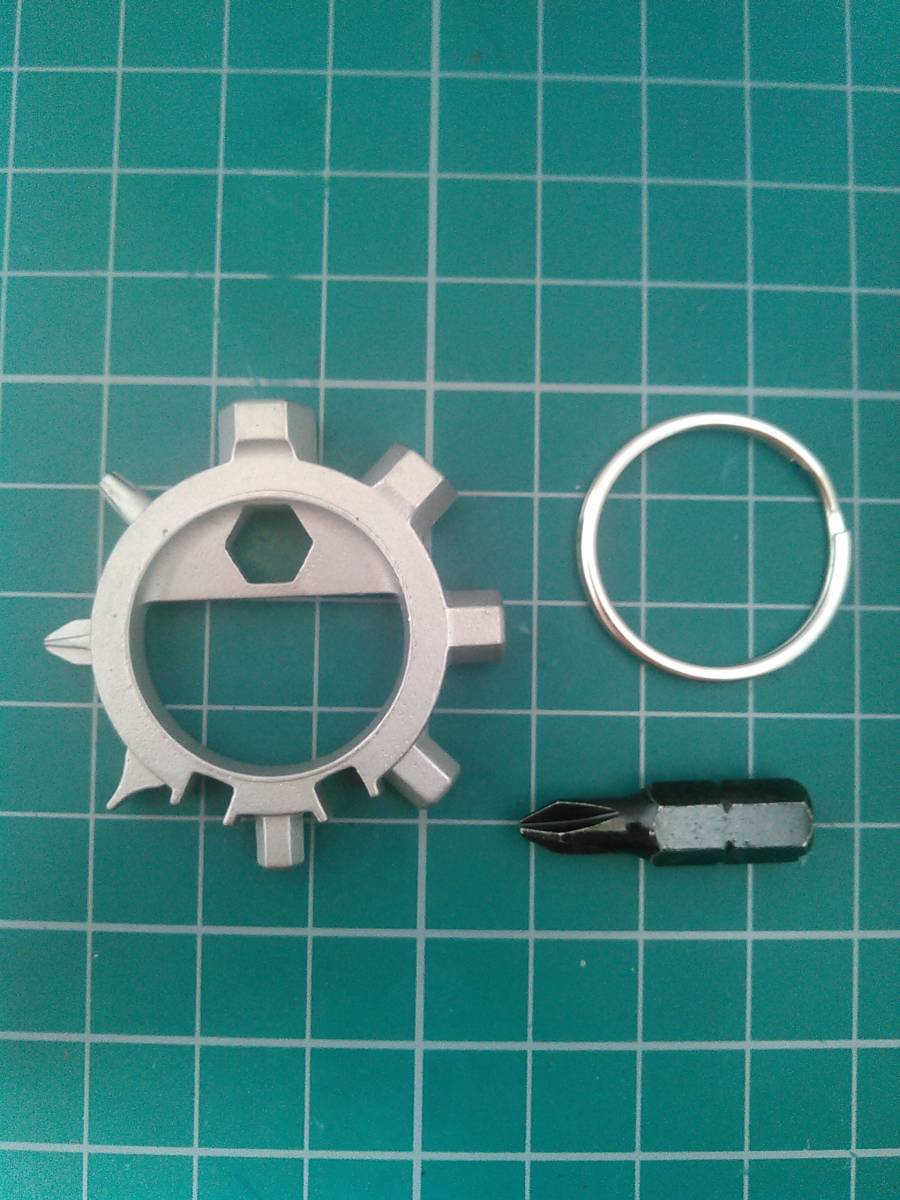 多機能レンチ シルバー 検)ヘキサゴン キーホルダー アウトドア 釣り リール 自転車 キャンプ ドライバー 無人島 10徳ナイフ サバイバル拍卖