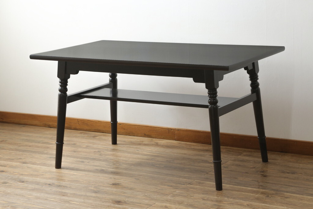 R-053031 ビンテージ家具 松本民芸家具 棚付きダイニングテーブル(食卓、2人掛け、4人掛け、ヴィンテージ)拍卖