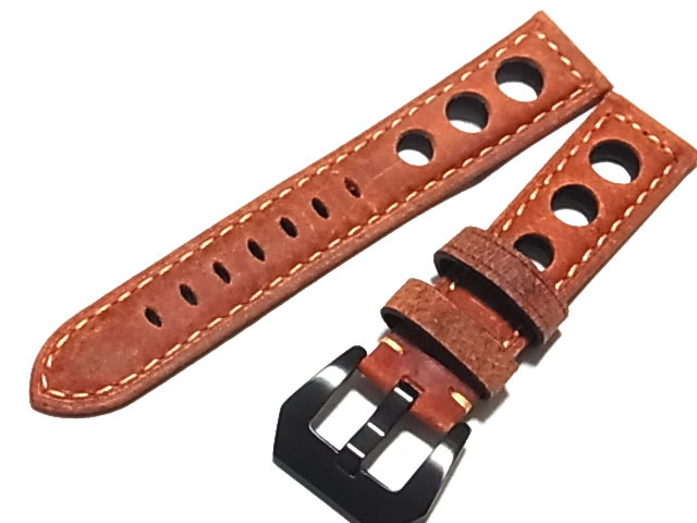 スリーホール レーシング ヴィンテージボルドー 高級ストラップ 20mm 23HOLE15 (タグホイヤーなどにも)拍卖