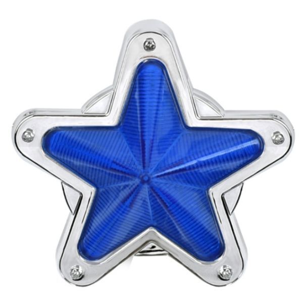 激レア!星型 サイドマーカー 爆光ストロボ ブルー 2個セット 24V 12V スター 点滅 フラッシュ デコトラ拍卖