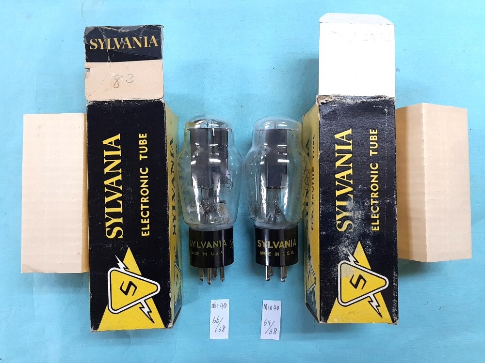 即決あり■未使用■水銀整流管■旧タイプ 83 Sylvania (シルバニヤ) 2本組 元箱付き拍卖