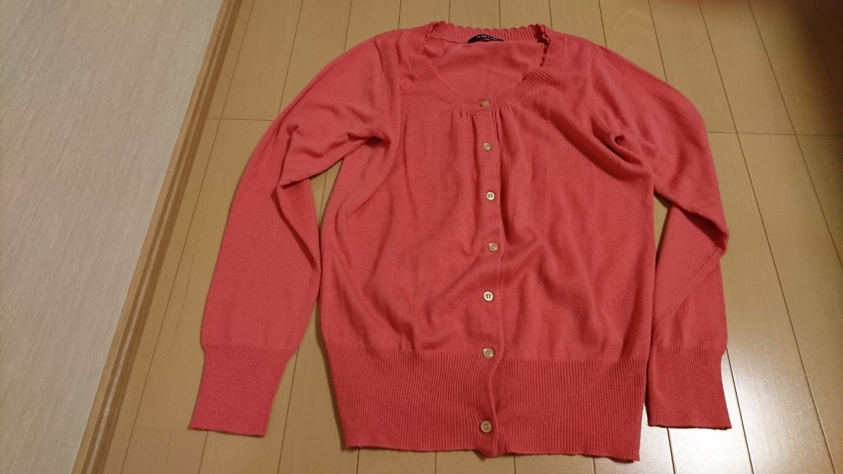 ASKNOWASアズノウアズ ニットカーディガンカットソー オレンジピンク 肩幅36脇下93丈60センチ サイズ表記なしL位拍卖