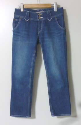 Chesty(チェスティ)ジーンズ デニム 8分丈 クロップドパンツ インディゴ染め 色落ち加工 サイズ0拍卖