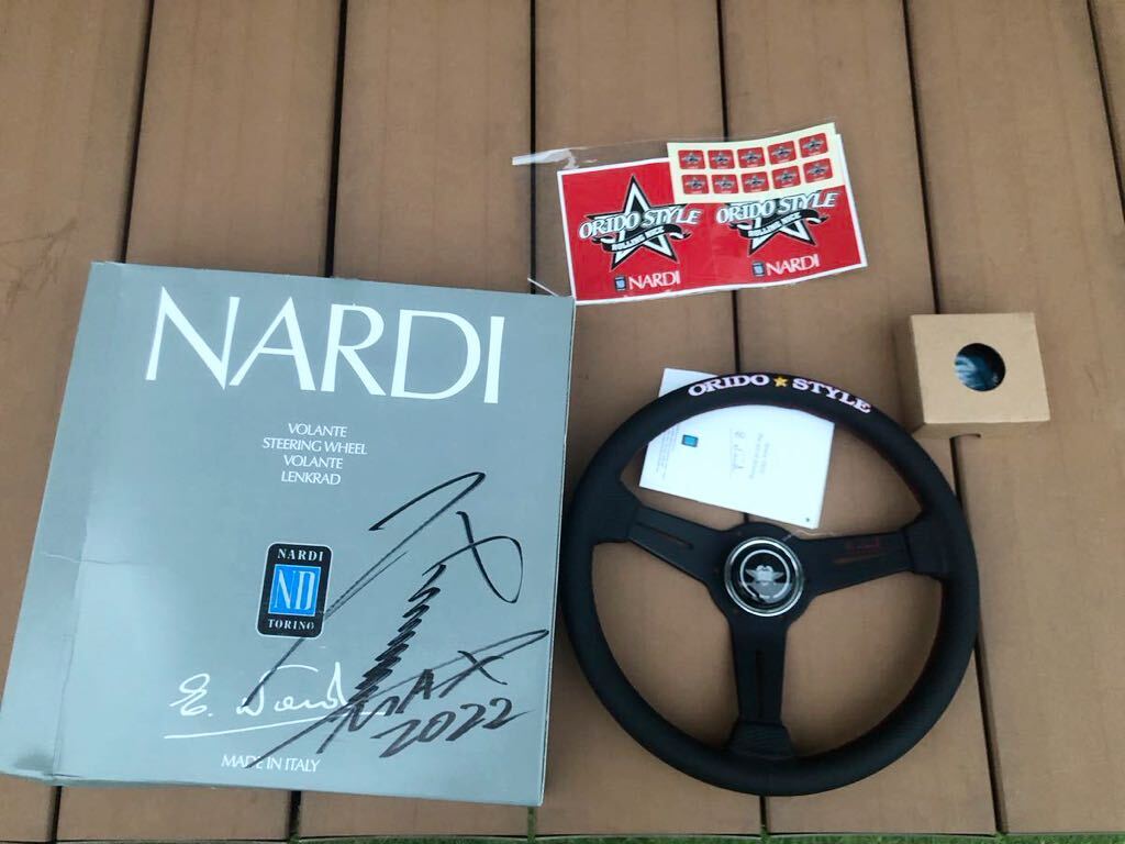 【希少未使用】NARDI × ORIDO STYLE コラボステアリング 340mm ND 340 ブラックスポーク レッドステッチ ナルディ 織戸 学拍卖