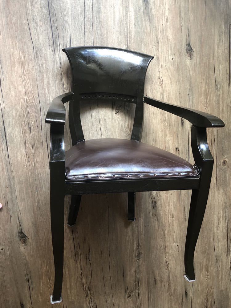 椅子イスチェア木製クラシック店舗什器アンティーク家具サイドチェア革張りバリ家具チーク材クッションチェアカシュー塗装ダイニングチェア拍卖