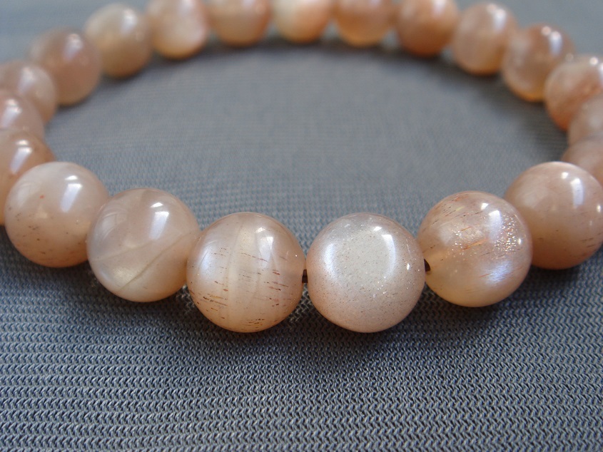 ☆風水,お守り,天然5A級ブラウンムーンストーンブレスレット9.8mmA2拍卖