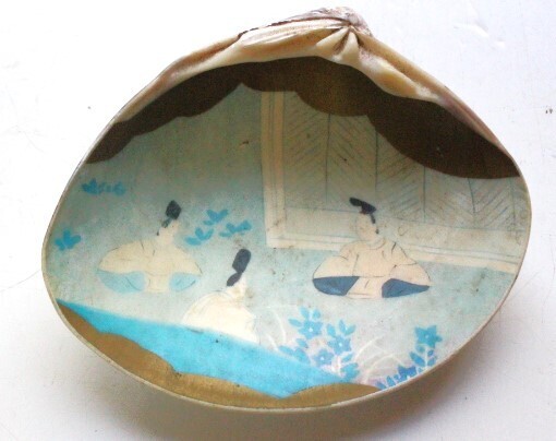 ▲な-343 ハマグリ 貝合わせ 大和絵 保管品 時代物 高さ3cm最大幅8.5cm奥行7cm重さ40g拍卖