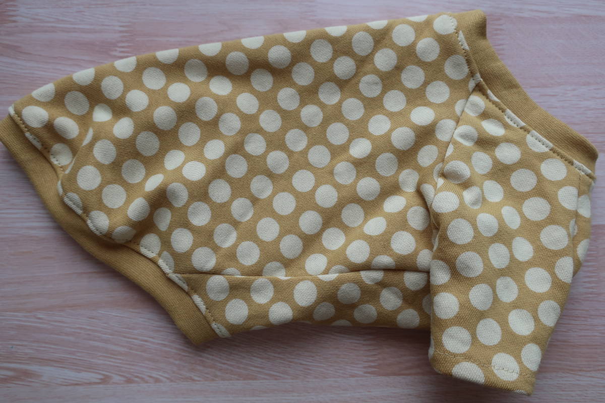 【S・袖付き】薄辛子 水玉 小型犬 犬服 ドッグウエア ハンドメイド拍卖