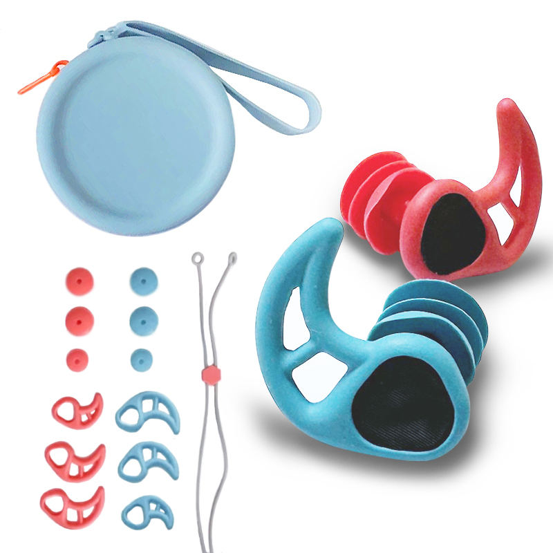 サーフィン用耳栓 ソフトシリコン イヤープラグ サーファーズイヤー予防 紛失防止コード 収納ケース付 SUP ダイビング ウェイクボード 水泳拍卖