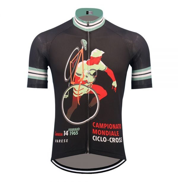 新品 サイクルジャージ Mサイズ レトロデザイン No87 イタリア フルジップ 半袖 ウェア メンズ サイクリング スポーツ MTB ロードバイク拍卖