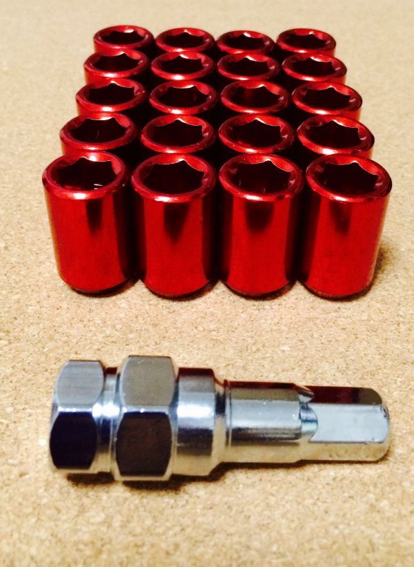 高品質 小径ナット 20個セット!ソケット付き P 1.5 レッド拍卖