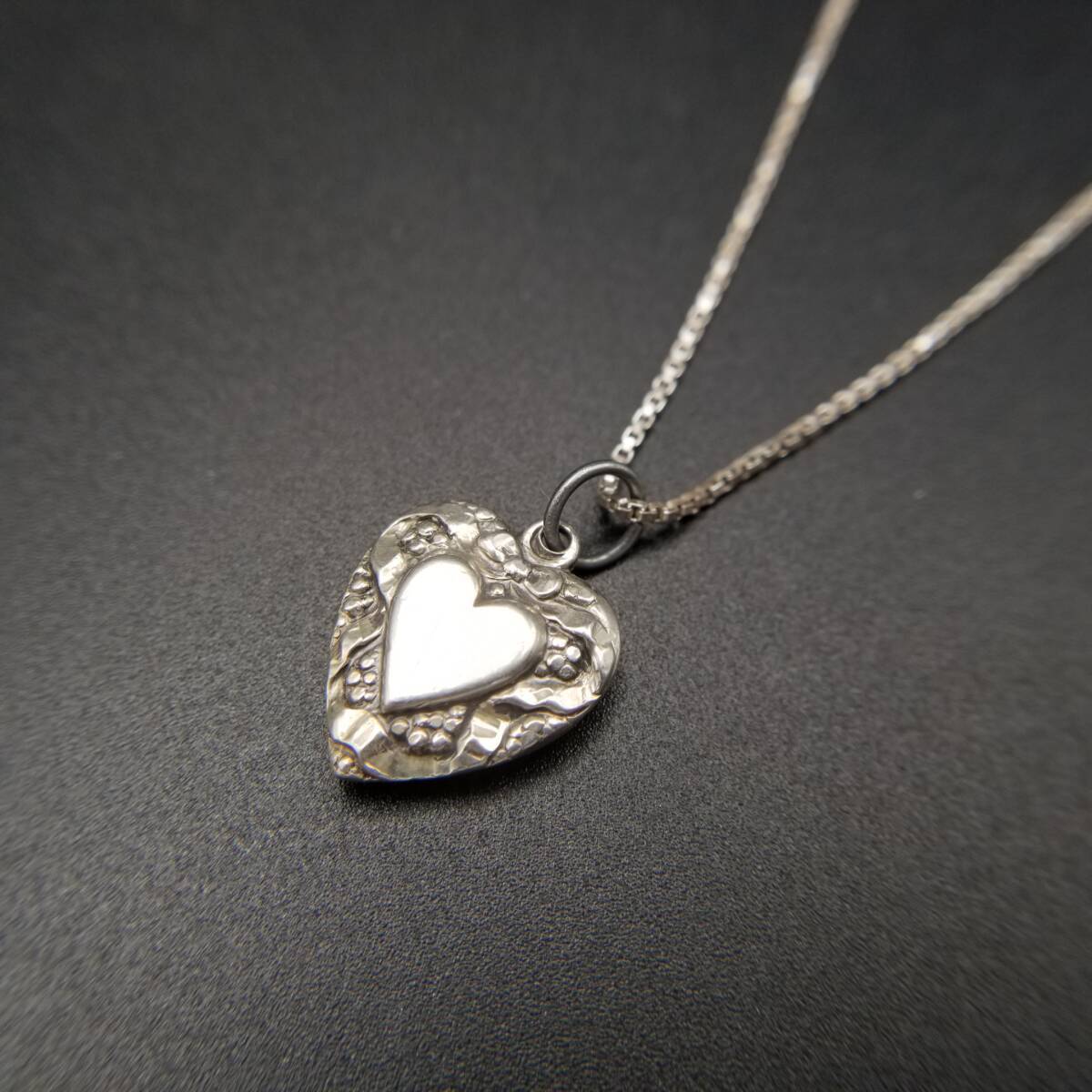 パフィーハート リボン装飾 曲線美 925 シルバー ヴィンテージ ペンダント ネックレス 銀 イニシャル GB イタリア製チェーン付 Y18-X拍卖