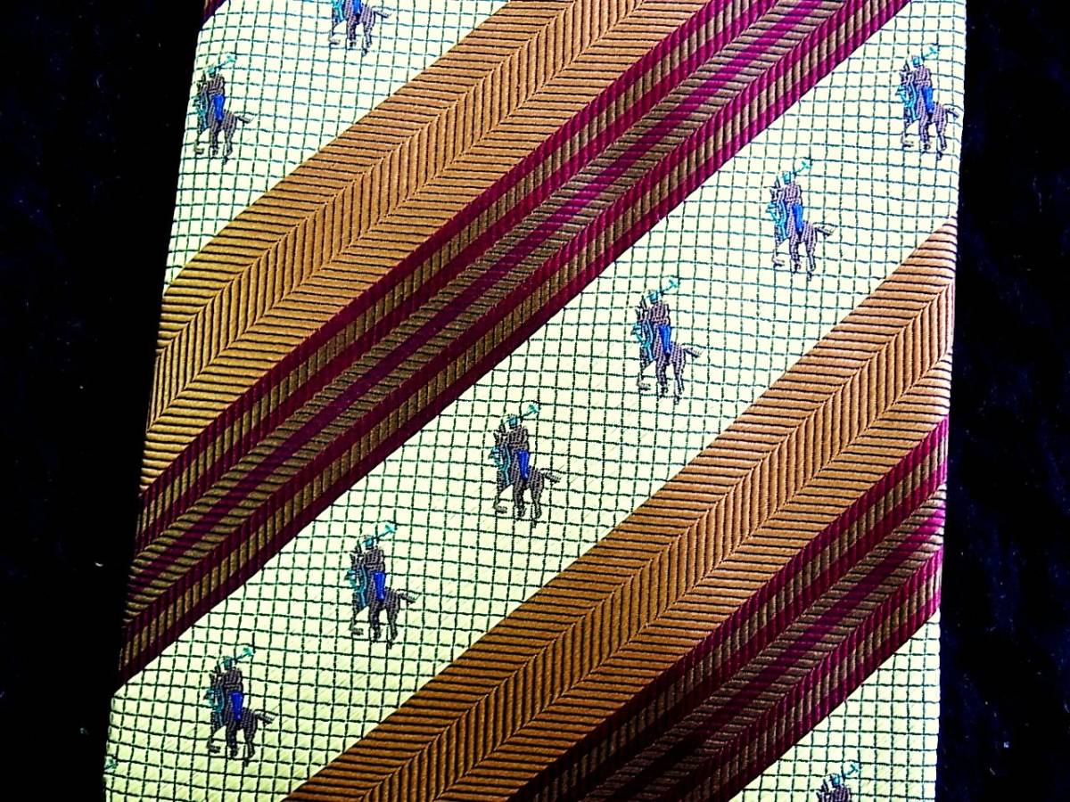 ☆♪★LA2245美品【刺繍・馬ウマ・ストライプ・乗馬・騎手】シルク100%♪ネクタイ★拍卖