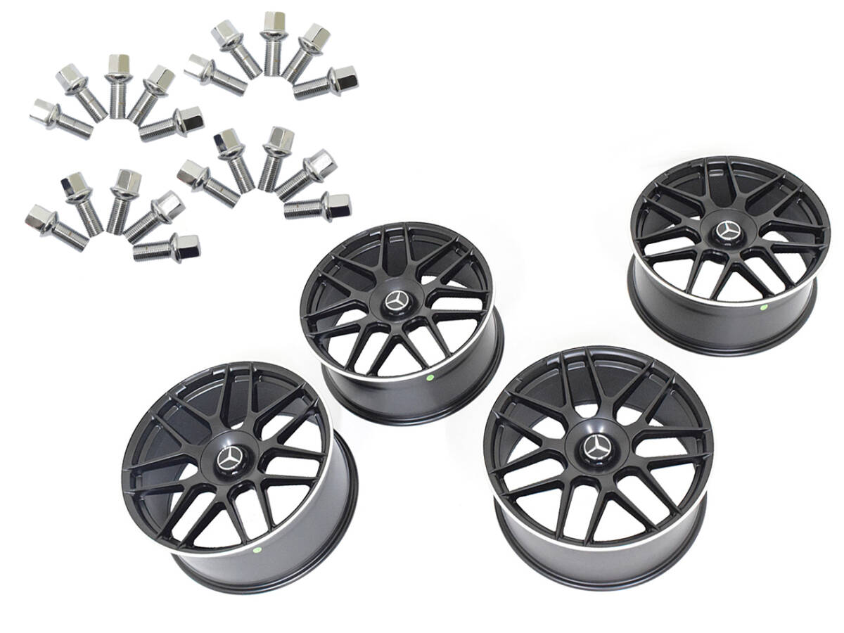 明日着 W222 W223 20インチ アルミ ホイール マットブラック 1台分 8.5J 9.5J S11M 専用ボルト ベンツ Sクラス 等 カスタム 補修 セット拍卖